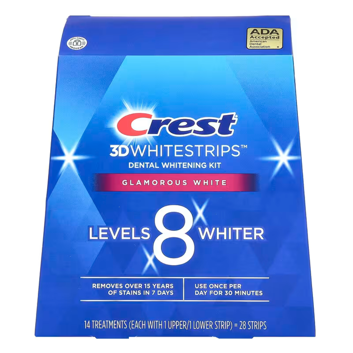 Crest, 3D Whitestrips, Dental Whitening Kit, Glamorous White, 28 Strips